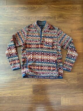 Men's Quarter-Zip Geometric Pattern Sweater - Multicolor